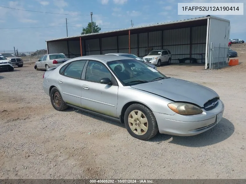 2002 Ford Taurus Lx VIN: 1FAFP52U12A190414 Lot: 40505202