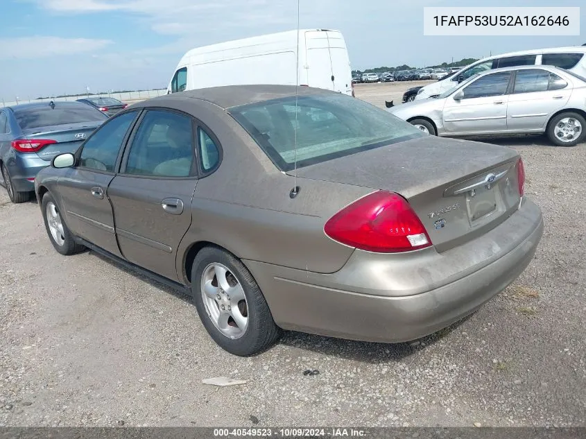 2002 Ford Taurus Se VIN: 1FAFP53U52A162646 Lot: 40549523