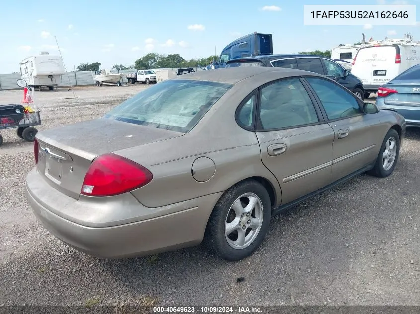 2002 Ford Taurus Se VIN: 1FAFP53U52A162646 Lot: 40549523