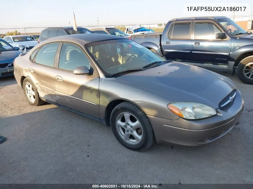 2002 Ford Taurus Ses VIN: 1FAFP55UX2A186017 Lot: 40602851