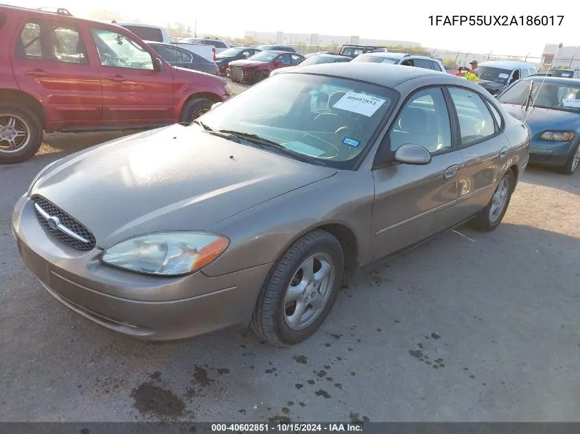 2002 Ford Taurus Ses VIN: 1FAFP55UX2A186017 Lot: 40602851