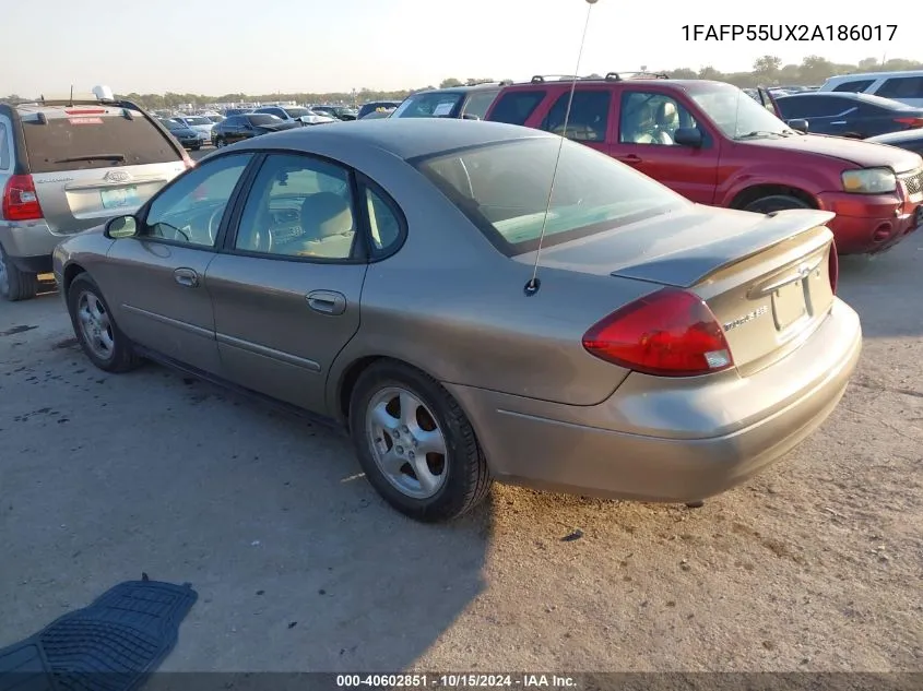 2002 Ford Taurus Ses VIN: 1FAFP55UX2A186017 Lot: 40602851