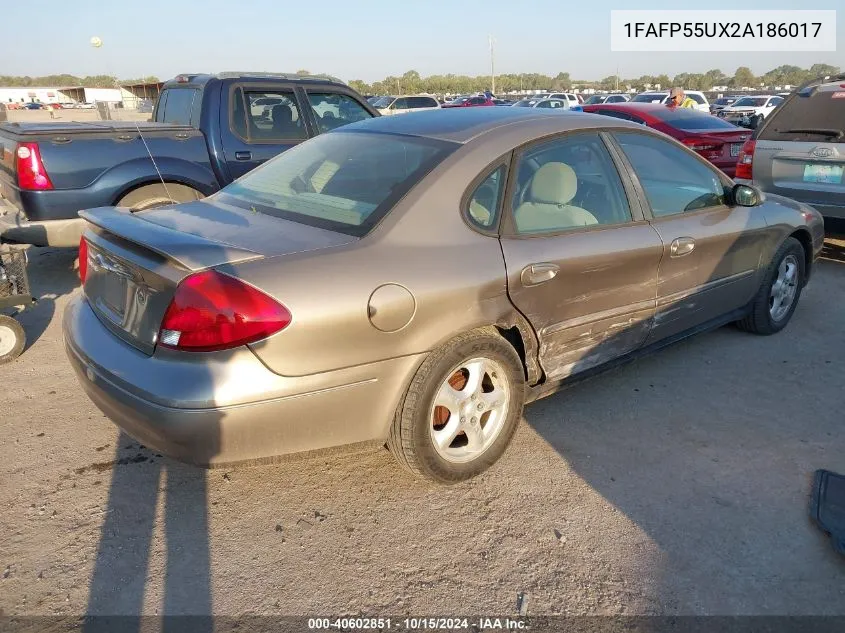 2002 Ford Taurus Ses VIN: 1FAFP55UX2A186017 Lot: 40602851