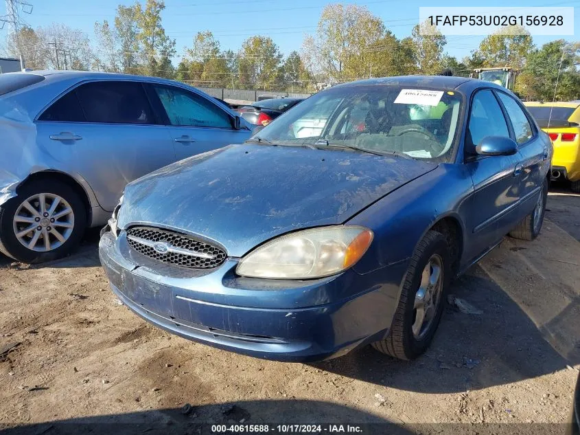 2002 Ford Taurus Se VIN: 1FAFP53U02G156928 Lot: 40615688