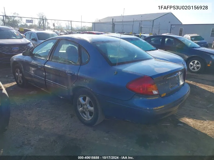 2002 Ford Taurus Se VIN: 1FAFP53U02G156928 Lot: 40615688