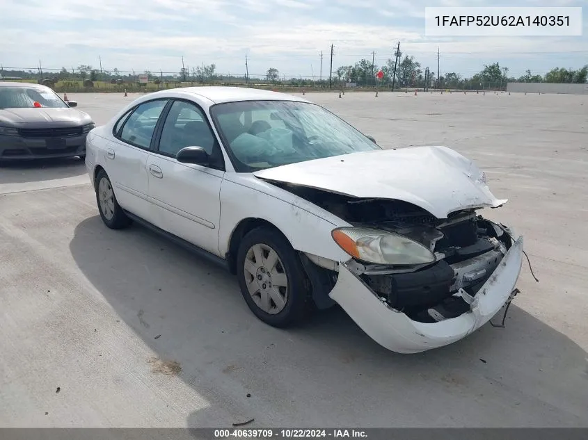 2002 Ford Taurus Lx VIN: 1FAFP52U62A140351 Lot: 40639709