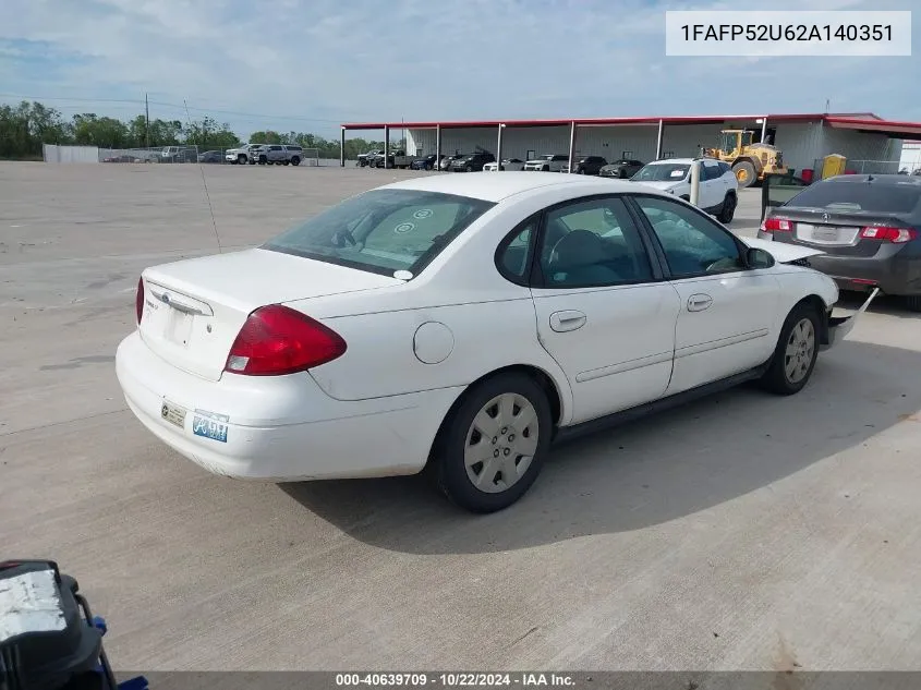 2002 Ford Taurus Lx VIN: 1FAFP52U62A140351 Lot: 40639709