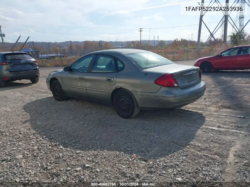 2002 Ford Taurus Lx VIN: 1FAFP52292A253936 Lot: 40662765