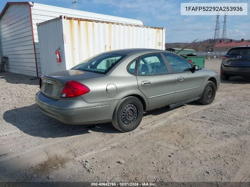 2002 Ford Taurus Lx VIN: 1FAFP52292A253936 Lot: 40662765