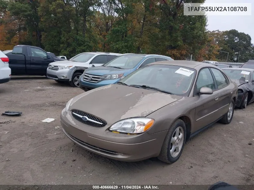 2002 Ford Taurus Ses VIN: 1FAFP55UX2A108708 Lot: 40666629