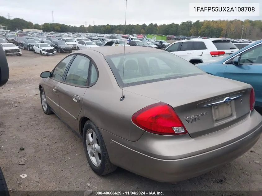 2002 Ford Taurus Ses VIN: 1FAFP55UX2A108708 Lot: 40666629