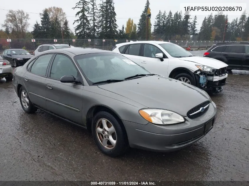 2002 Ford Taurus Ses VIN: 1FAFP55U02G208670 Lot: 40731059