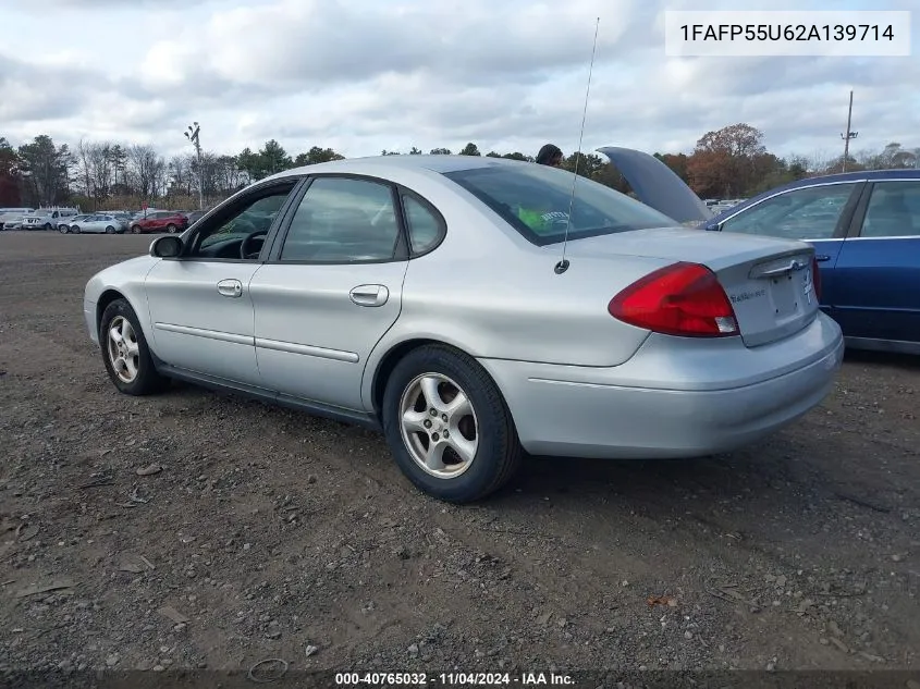 2002 Ford Taurus Ses VIN: 1FAFP55U62A139714 Lot: 40765032