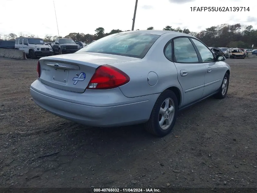 2002 Ford Taurus Ses VIN: 1FAFP55U62A139714 Lot: 40765032