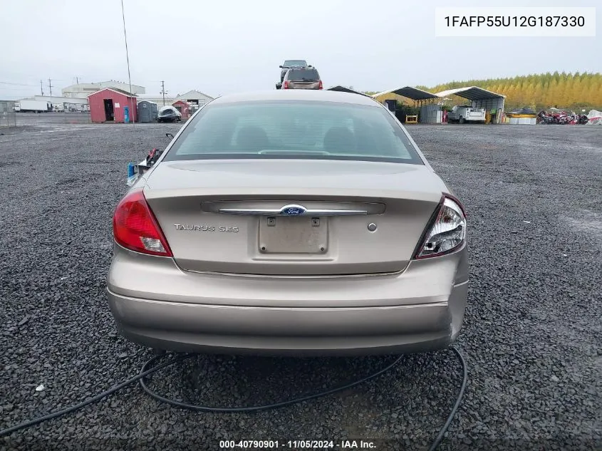 2002 Ford Taurus Ses VIN: 1FAFP55U12G187330 Lot: 40790901