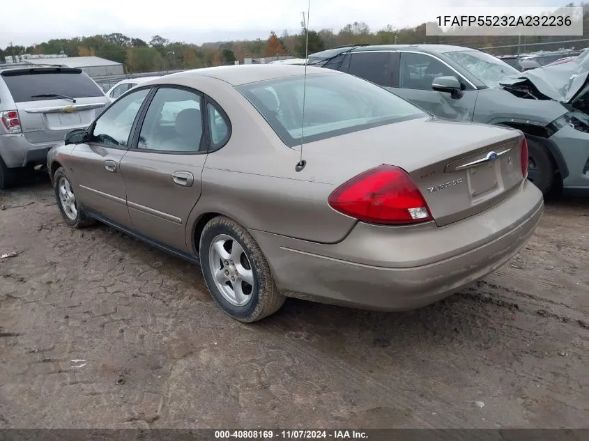 2002 Ford Taurus Ses VIN: 1FAFP55232A232236 Lot: 40808169