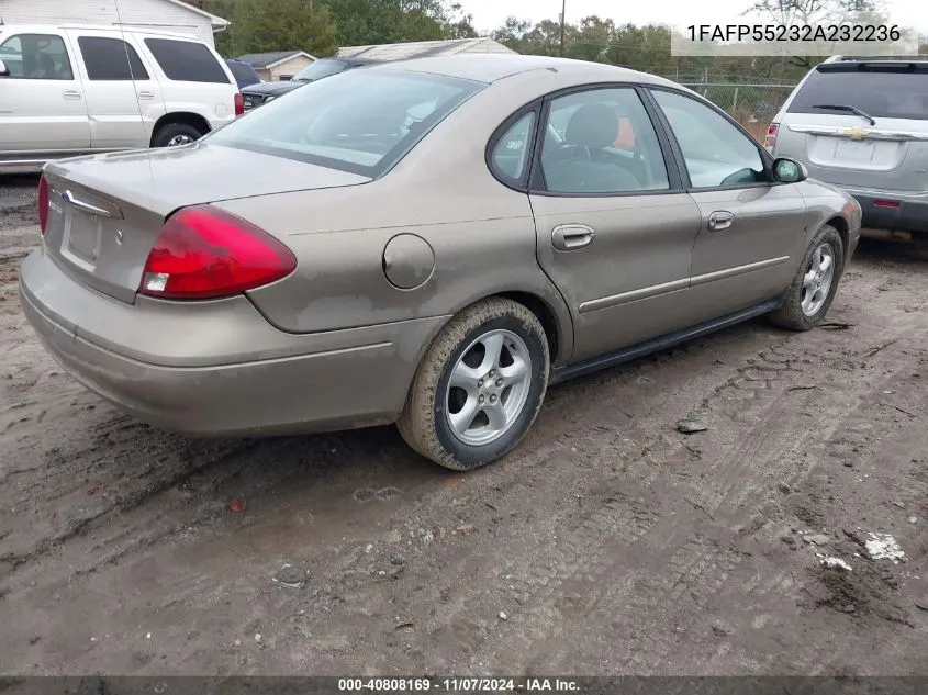 2002 Ford Taurus Ses VIN: 1FAFP55232A232236 Lot: 40808169