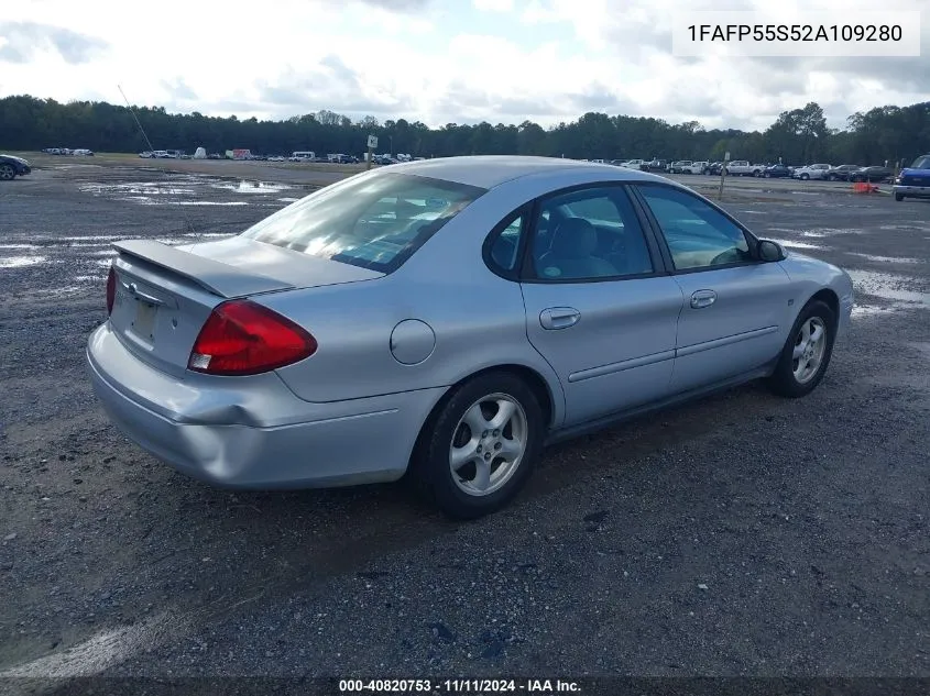 2002 Ford Taurus Ses VIN: 1FAFP55S52A109280 Lot: 40820753