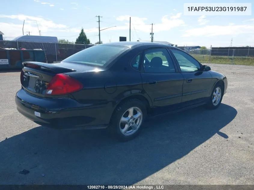 2003 Ford Taurus Se VIN: 1FAFP53U23G191987 Lot: 12082710