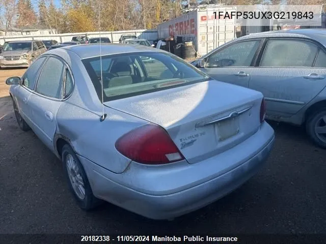 2003 Ford Taurus Se VIN: 1FAFP53UX3G219843 Lot: 20182338