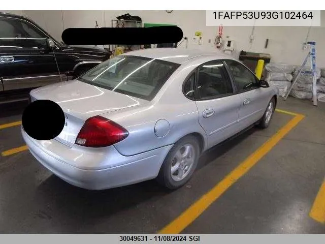 2003 Ford Taurus Se VIN: 1FAFP53U93G102464 Lot: 30049631