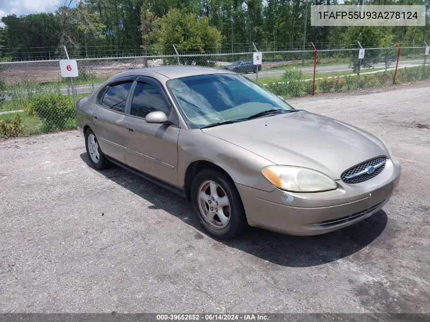 2003 Ford Taurus Ses VIN: 1FAFP55U93A278124 Lot: 39652852