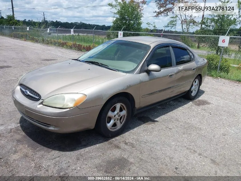 2003 Ford Taurus Ses VIN: 1FAFP55U93A278124 Lot: 39652852