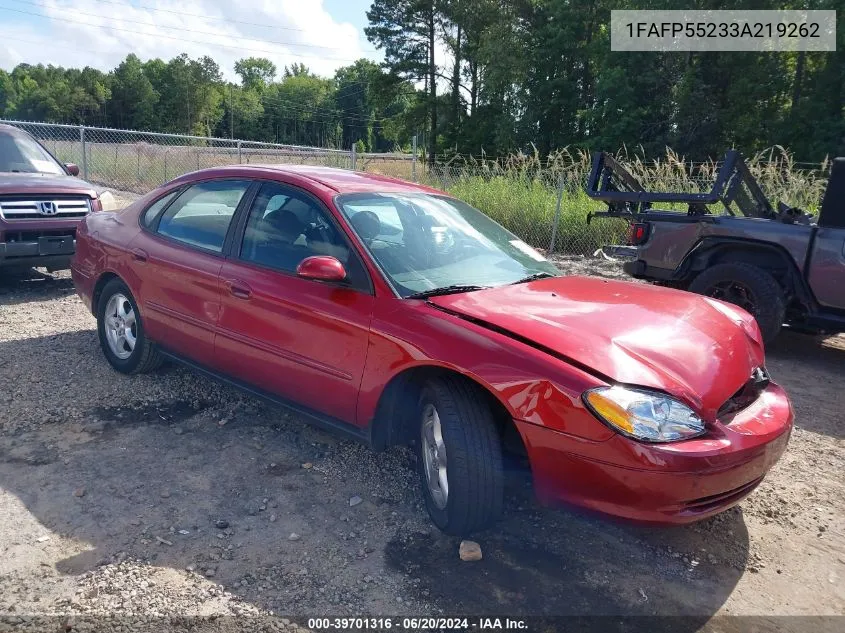 2003 Ford Taurus Ses VIN: 1FAFP55233A219262 Lot: 40709950