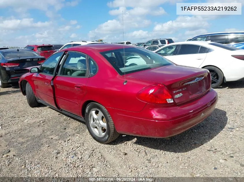 2003 Ford Taurus Ses VIN: 1FAFP55233A219262 Lot: 40709950