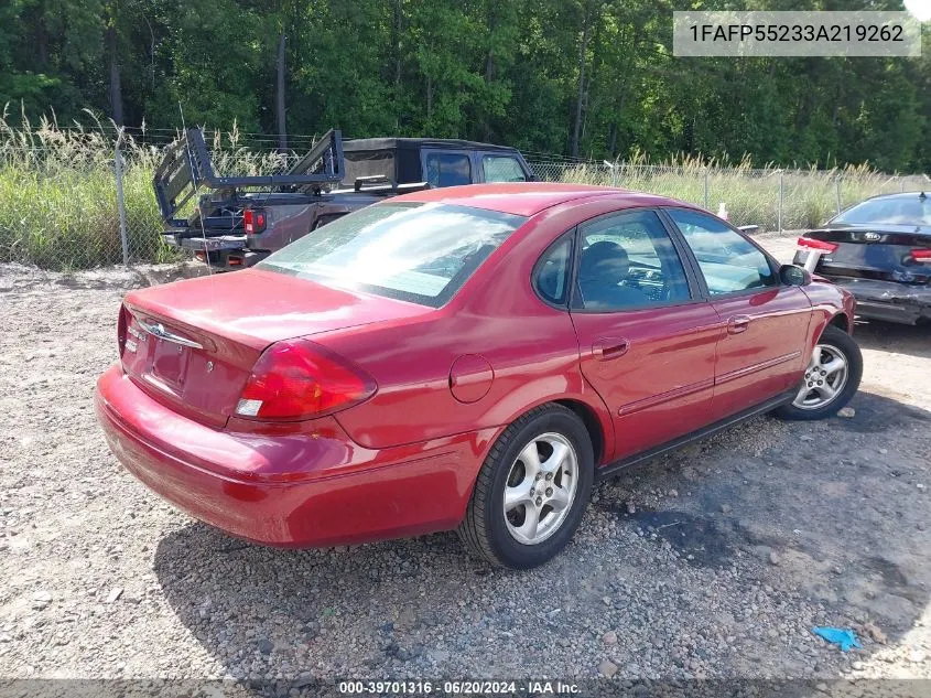 2003 Ford Taurus Ses VIN: 1FAFP55233A219262 Lot: 40709950