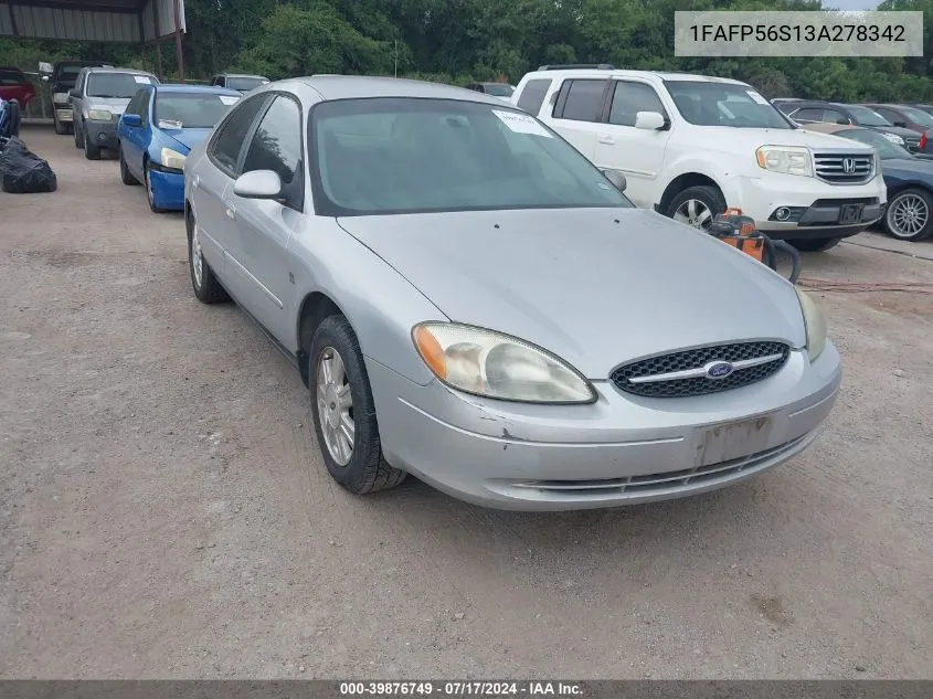 2003 Ford Taurus Sel VIN: 1FAFP56S13A278342 Lot: 39876749