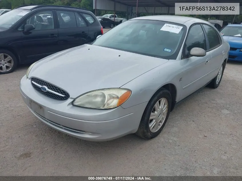 2003 Ford Taurus Sel VIN: 1FAFP56S13A278342 Lot: 39876749