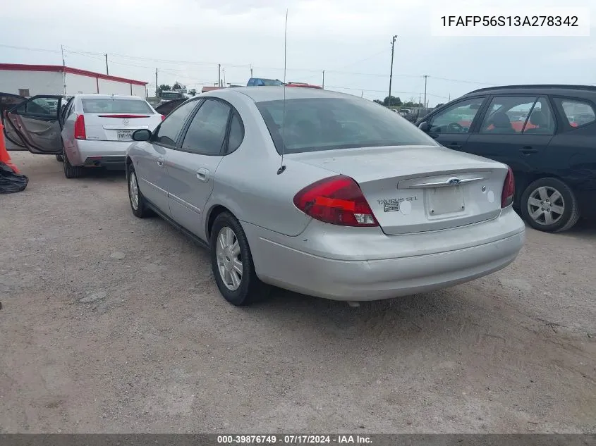 2003 Ford Taurus Sel VIN: 1FAFP56S13A278342 Lot: 39876749