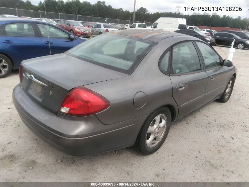 2003 Ford Taurus Se VIN: 1FAFP53U13A198206 Lot: 40099695