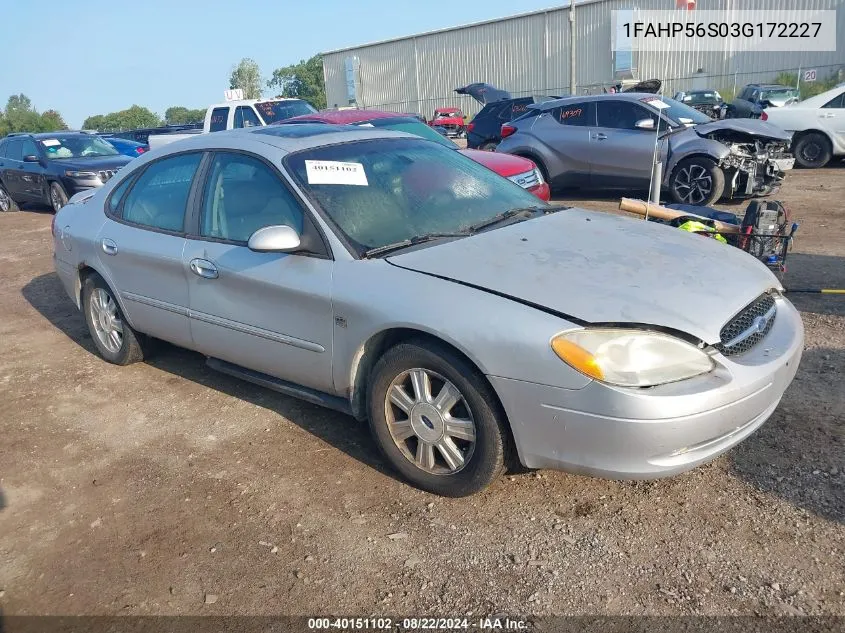 2003 Ford Taurus Sel VIN: 1FAHP56S03G172227 Lot: 40151102