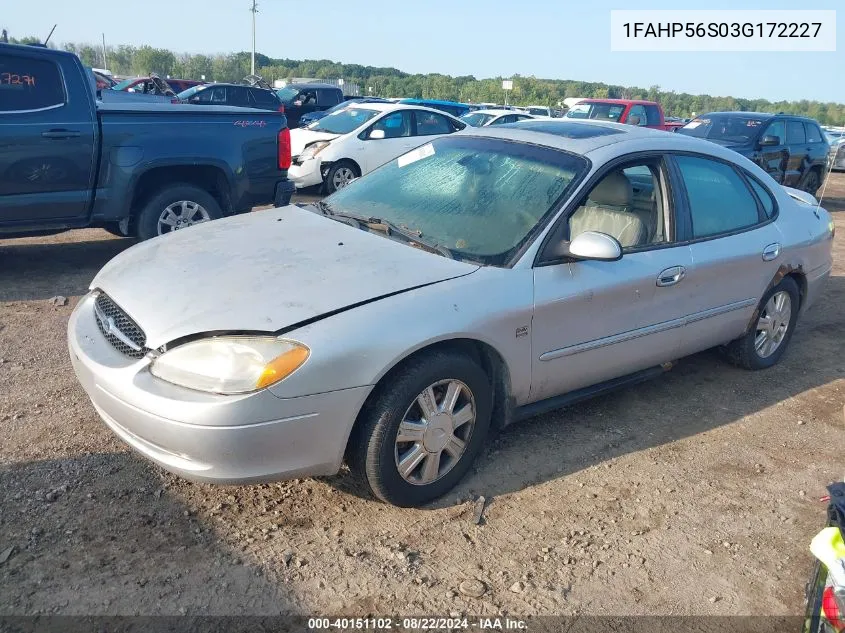 2003 Ford Taurus Sel VIN: 1FAHP56S03G172227 Lot: 40151102