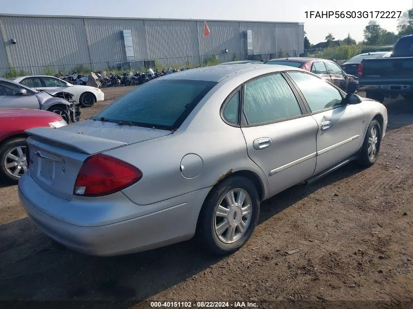 2003 Ford Taurus Sel VIN: 1FAHP56S03G172227 Lot: 40151102