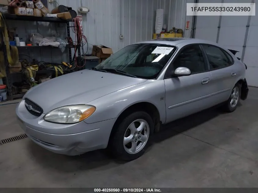 2003 Ford Taurus Ses VIN: 1FAFP55S33G243980 Lot: 40250560