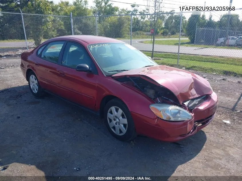 2003 Ford Taurus Lx VIN: 1FAFP52U93A205968 Lot: 40251495