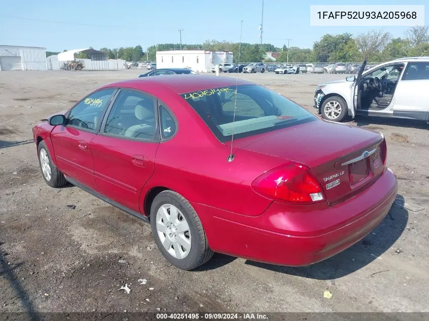 2003 Ford Taurus Lx VIN: 1FAFP52U93A205968 Lot: 40251495