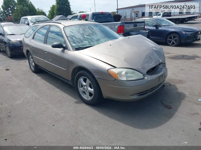 2003 Ford Taurus Se VIN: 1FAFP58U93A247693 Lot: 40284423