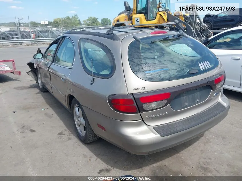 2003 Ford Taurus Se VIN: 1FAFP58U93A247693 Lot: 40284423