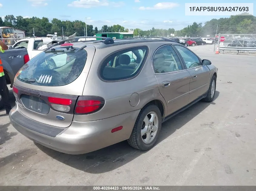 2003 Ford Taurus Se VIN: 1FAFP58U93A247693 Lot: 40284423