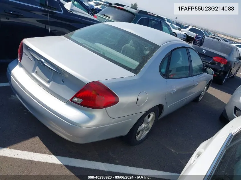 2003 Ford Taurus Ses VIN: 1FAFP55U23G214083 Lot: 40298920