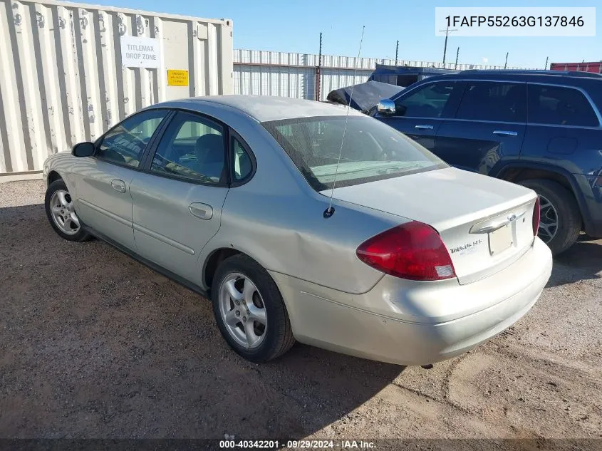 2003 Ford Taurus Ses VIN: 1FAFP55263G137846 Lot: 40342201