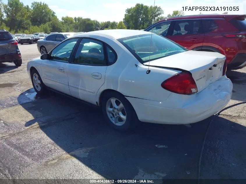 2003 Ford Taurus Ses VIN: 1FAFP552X3A191055 Lot: 40438612