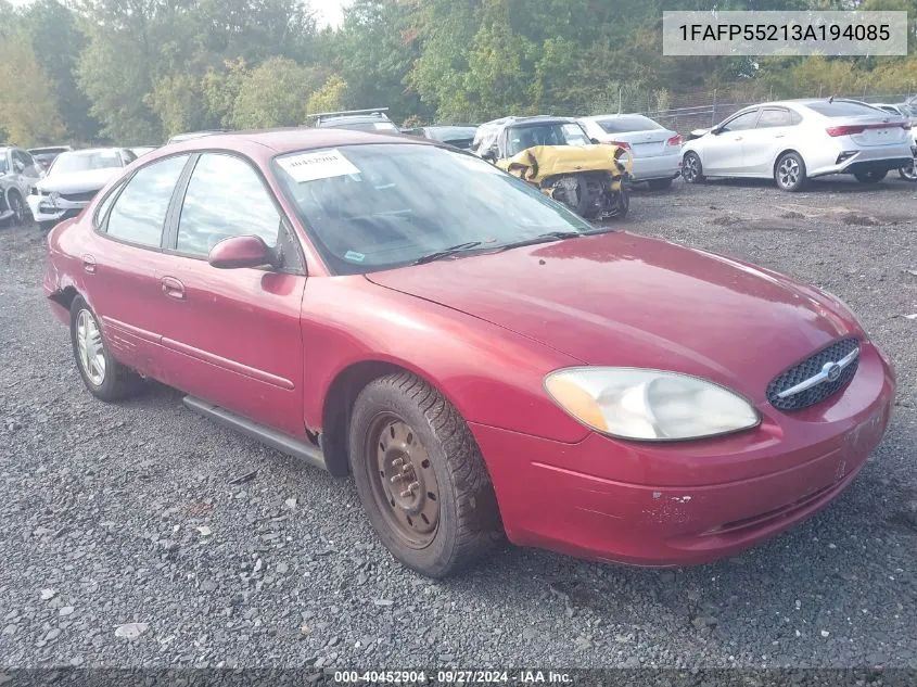 2003 Ford Taurus Ses VIN: 1FAFP55213A194085 Lot: 40452904