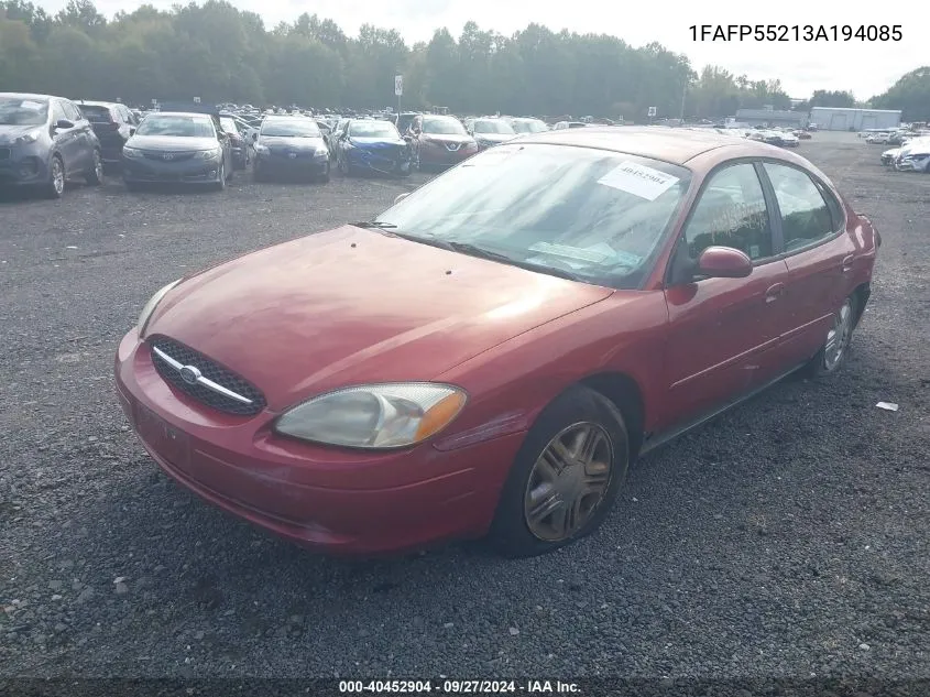 2003 Ford Taurus Ses VIN: 1FAFP55213A194085 Lot: 40452904