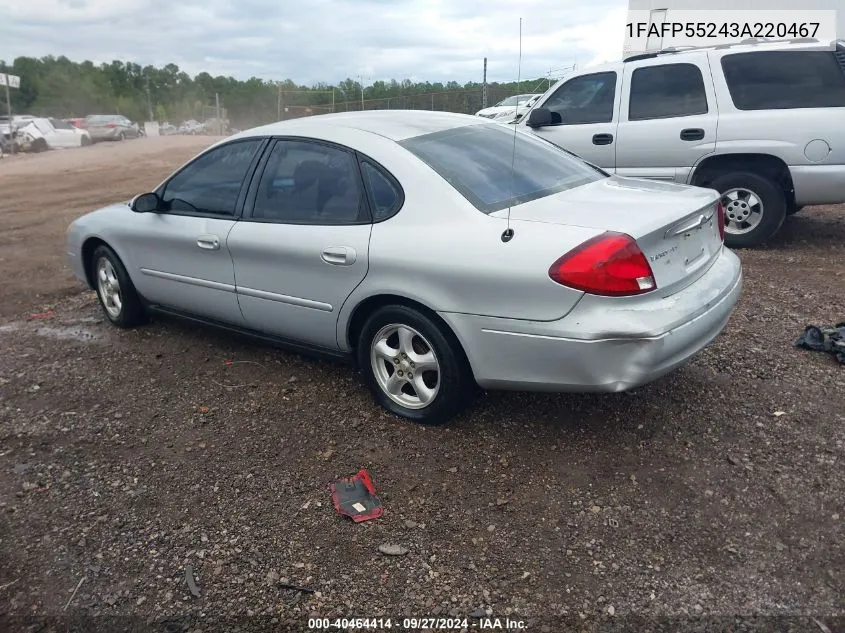 2003 Ford Taurus Ses VIN: 1FAFP55243A220467 Lot: 40464414