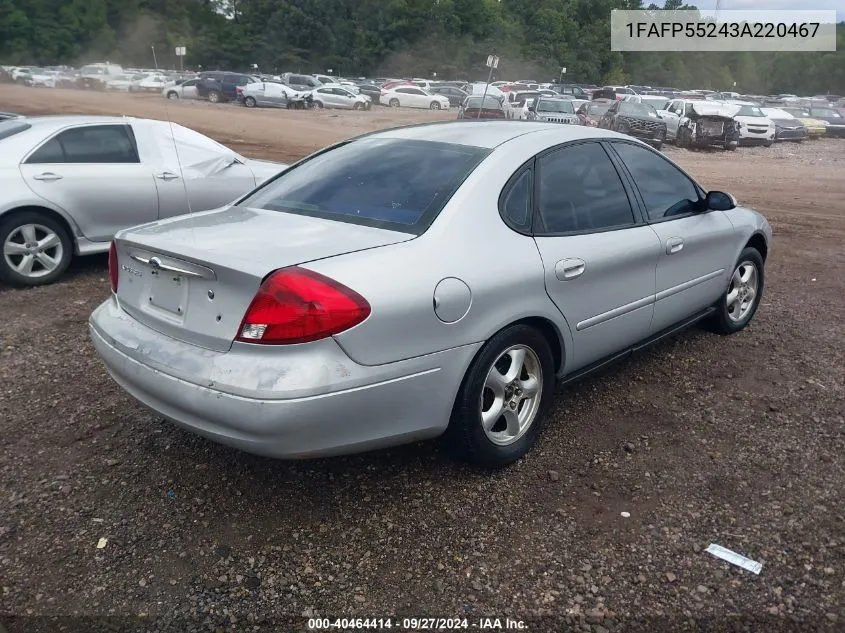 2003 Ford Taurus Ses VIN: 1FAFP55243A220467 Lot: 40464414